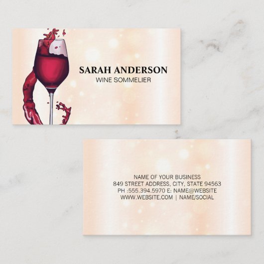 Rood glas voor het gieten | Achtergrond Bokeh Visitekaartje (Voorkant / Achterkant)