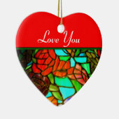 Rood glazen siervoorwerp met liefdessymbool keramisch ornament (Rechts)
