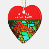 Rood glazen siervoorwerp met liefdessymbool keramisch ornament (Links)