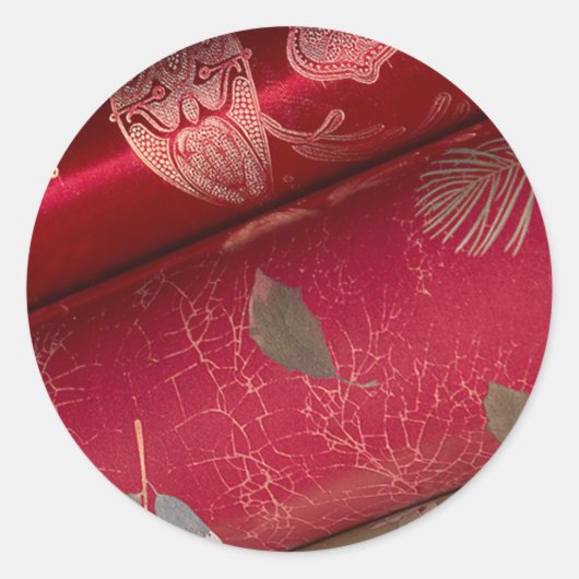 Rood Glimmend Verpakkend Document Kaarten en Stick Ronde Sticker (Voorkant)