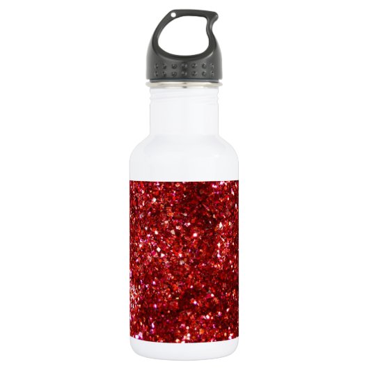Rood glitereffect waterfles (Voorkant)
