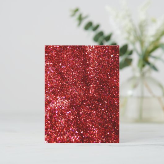 Rood glitter effect briefkaart (Staand voorkant)