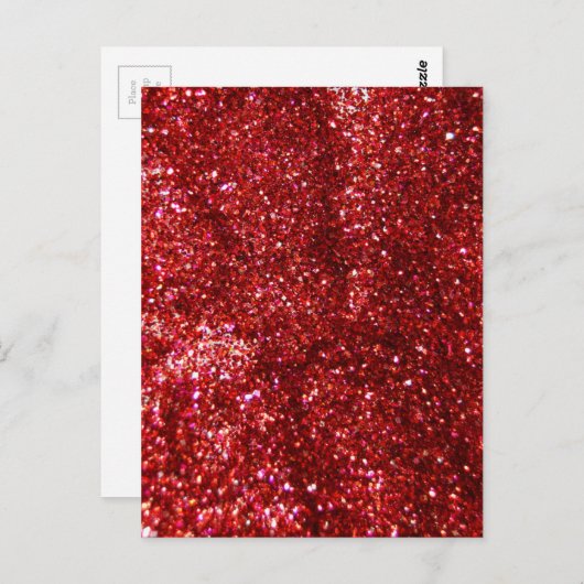 Rood glitter effect briefkaart (Voorkant / Achterkant)