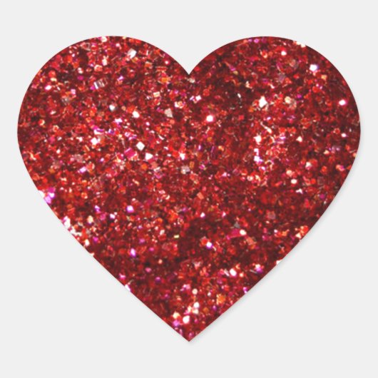Rood glitter effect hart sticker (Voorkant)