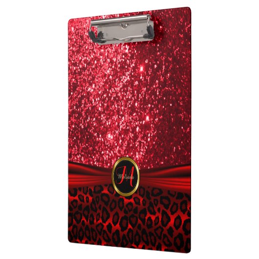 Rood glitter en luipvormig huidontwerp klembord (Links)