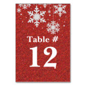 Rood glitter en Snowflakes Holiday Table Number Kaart (Voorkant)