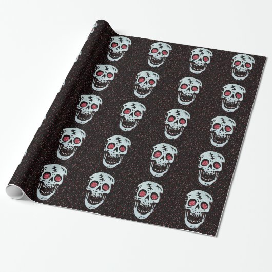 Rood glitter Eye Skull Cadeaupapier (Uitgerold)