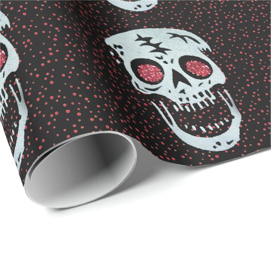 Rood glitter Eye Skull Cadeaupapier (Rol Hoek)