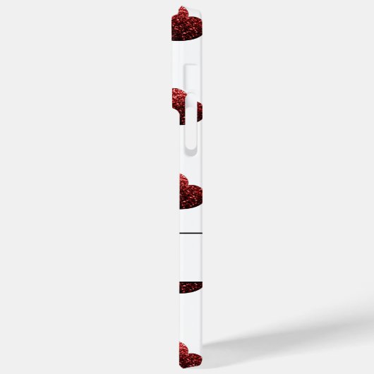 Rood Glitter fonkelt Harten patroon Monogram wit Case-Mate iPhone Case (Achterkant / Links)