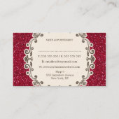 Rood Glitter Hair Stylist Appointards Afsprakenkaartje (Achterkant)