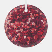 Rood Glitter Hart: Minimalistische textuur. Glas Ornament (Voorkant)