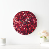 Rood Glitter Hart: Minimalistische textuur. Grote Klok (Huis)