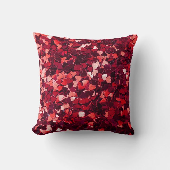 Rood Glitter Hart: Minimalistische textuur. Kussen (Voorkant)