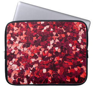 Rood Glitter Hart: Minimalistische textuur. Laptop Sleeve