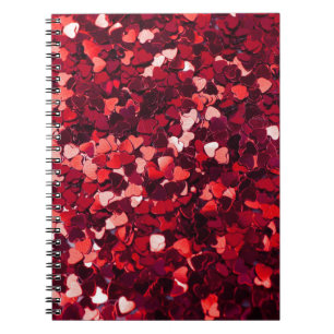 Rood Glitter Hart: Minimalistische textuur. Notitieboek