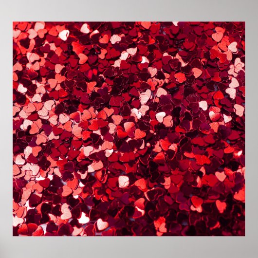 Rood Glitter Hart: Minimalistische textuur. Poster (Voorkant)