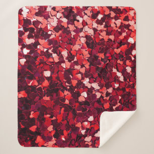 Rood Glitter Hart: Minimalistische textuur. Sherpa Deken