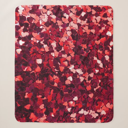 Rood Glitter Hart: Minimalistische textuur. Sherpa Deken (Voorkant)