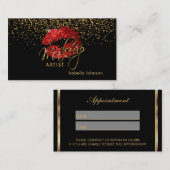 Rood Glitter Lips Appointplan Afsprakenkaartje (Voorkant / Achterkant)