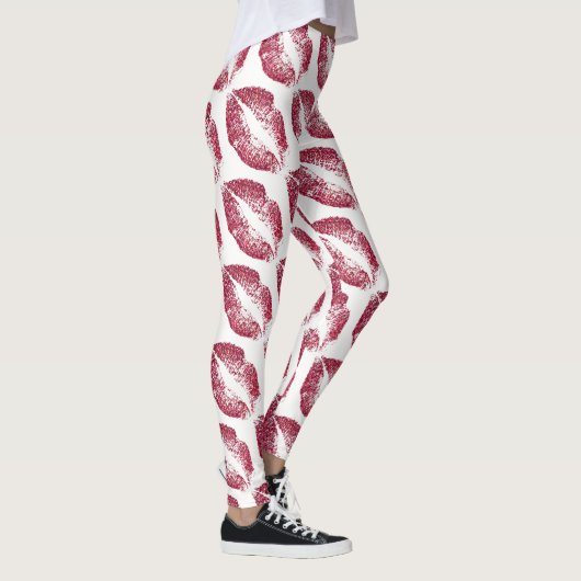 Rood glitter Lips Modern White Leggings (Rechts)