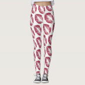Rood glitter Lips Modern White Leggings (Voorkant)