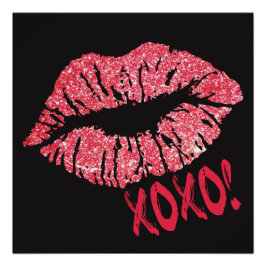 Rood glitter Lips XOXO Poster