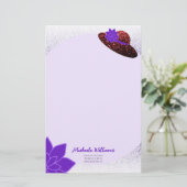 Rood glitter pet paarse lavendel papier briefpapie (Staand voorkant)