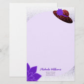 Rood glitter pet paarse lavendel papier briefpapie (Voorkant / Achterkant)