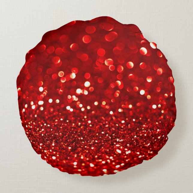 Rood glitter Round Sierkussen Rond Kussen (Achterkant)