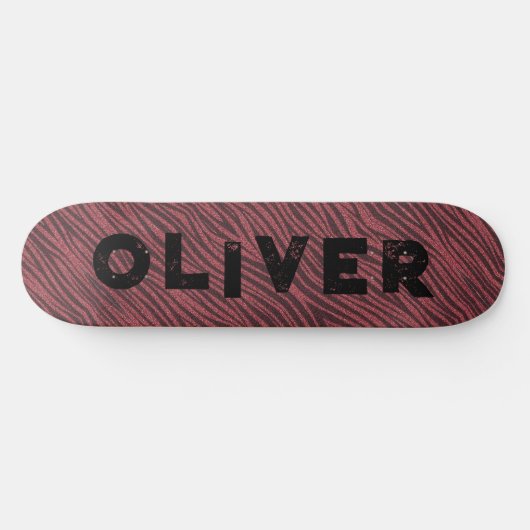 Rood Glitter Skateboard Dierenprint Zebra Strepen (Horizontaal)