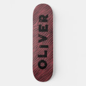 Rood Glitter Skateboard Dierenprint Zebra Strepen (Voorkant)