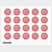 Rood glitter Snowflake - Circle Sticker (Vel)