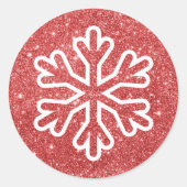 Rood glitter Snowflake - Circle Sticker (Voorkant)