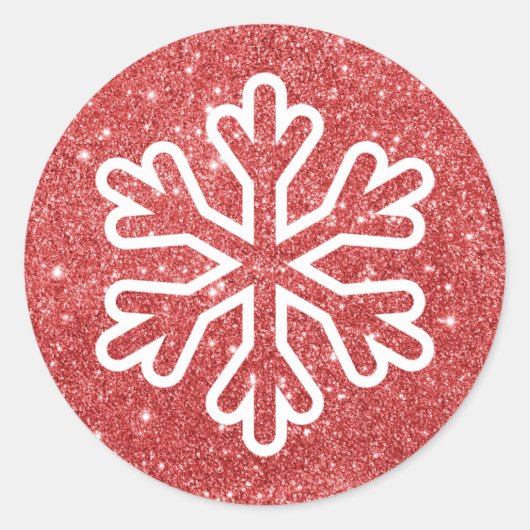 Rood glitter Snowflake - Circle Sticker (Voorkant)