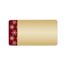 Rood, Glitter Snowflakes Adres label - Leeg