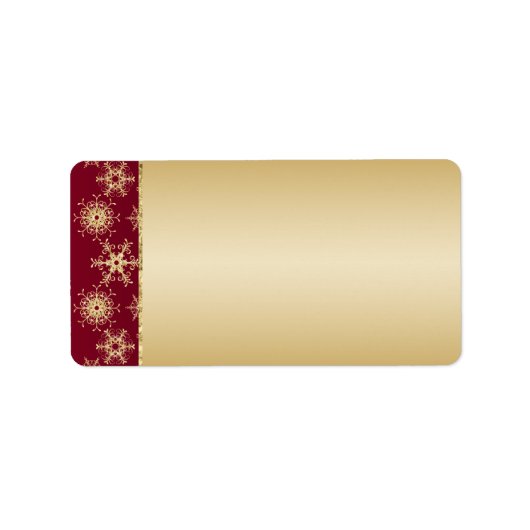 Rood, Glitter Snowflakes Adres label - Leeg (Voorkant)
