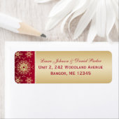 Rood, Glitter Snowflakes Retouradreslabel Etiket (Insitu)