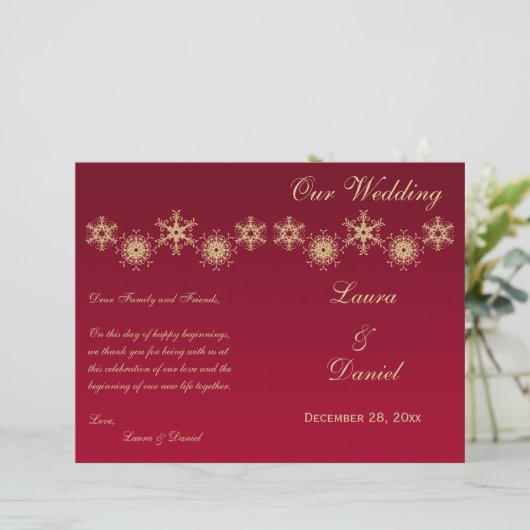 Rood, Glitter Snowflakes Weddenschap (Staand voorkant)