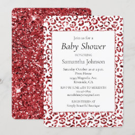 Rood glitter Sparkle Leopard Print Kaart