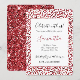 Rood glitter Sparkle Leopard Print Kaart