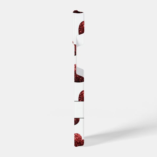 Rood glitter sparkles Gevoelspatroon wit monogram iPhone Hoesje (Linkerkant)