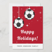 Rood & Glitterende Voetbal Ornament Sport Thema    Feestdagenkaart (Voorkant)