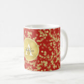 Rood Glitzy Confetti Abstract Monogram Koffiemok (Voorkant rechts)