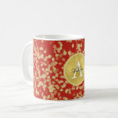 Rood Glitzy Confetti Abstract Monogram Koffiemok (Voorkant links)