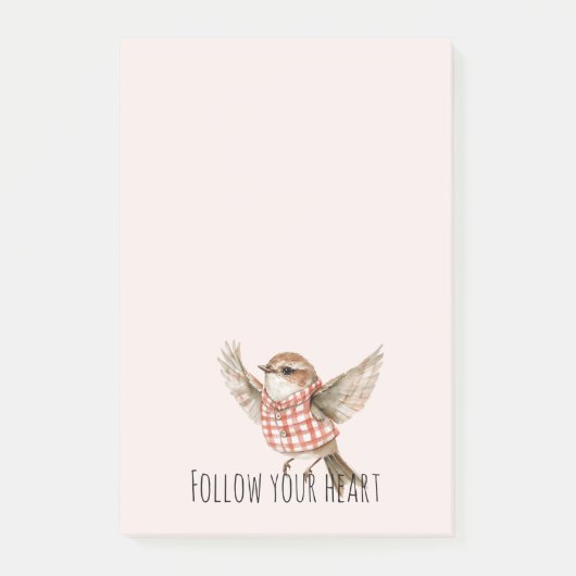 Rood Gloed Plaid Strepen Vogel Post-it® Notes (Voorkant)