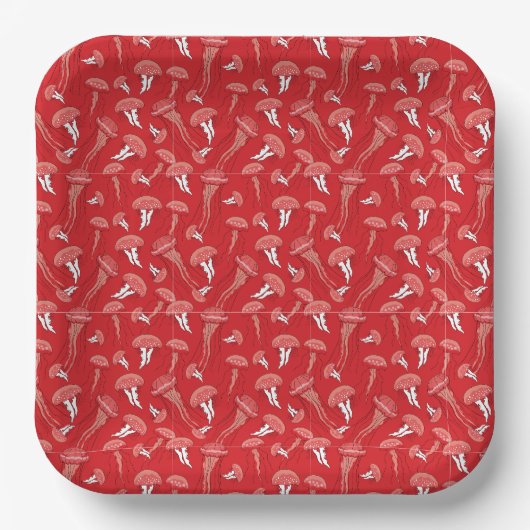 rood gloeiend kwalpatroon papieren bordje (Voorkant)