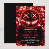 Rood gloeiend lachend gezicht As van het Halloween Kaart (Voorkant / Achterkant)