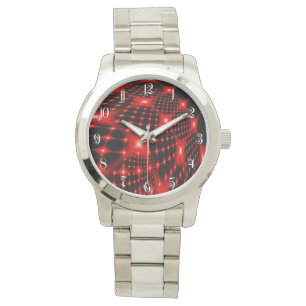 Rood gloeiend netto fractal horloge