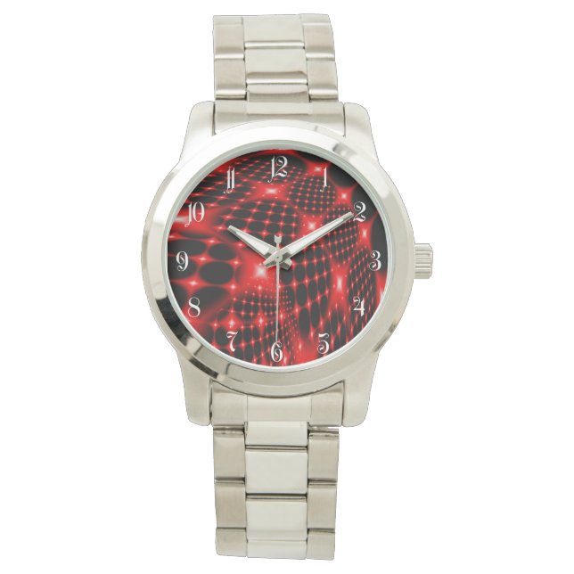 Rood gloeiend netto fractal horloge (Voorkant)