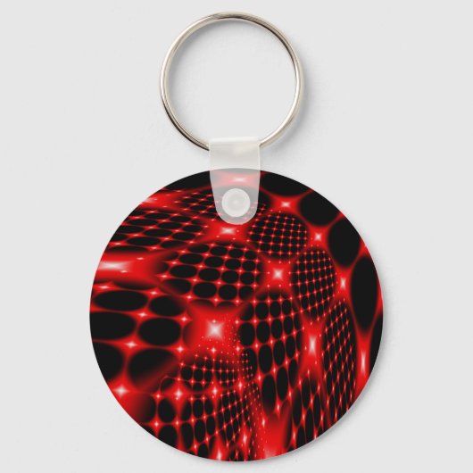 Rood gloeiend netto fractal sleutelhanger (Voorkant)